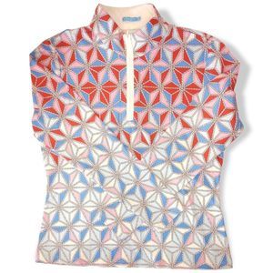 J. McLaughlin Red and Blue Geometric Tank Top